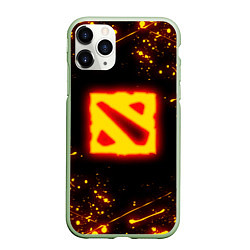 Чехол iPhone 11 Pro матовый DOTA 2 FIRE LOGO ДОТА 2 ОГНЕННЫЙ ЛОГО, цвет: 3D-салатовый