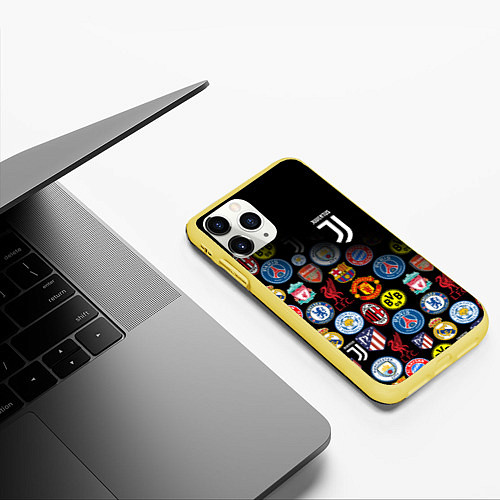 Чехол iPhone 11 Pro матовый JUVENTUS LOGOBOMBING SPORT / 3D-Желтый – фото 3