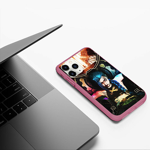 Чехол iPhone 11 Pro матовый ARCANE JINX ОБЛОЖКА LEAGUE OF LEGENDS / 3D-Малиновый – фото 3