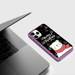 Чехол iPhone 11 Pro матовый MERRY CHRISTMAS BEARS, цвет: 3D-фиолетовый — фото 2