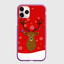 Чехол iPhone 11 Pro матовый Новогодний олень New Years Deer, цвет: 3D-фиолетовый
