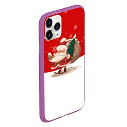 Чехол iPhone 11 Pro матовый Новогодний санта New Years Santa, цвет: 3D-фиолетовый — фото 2