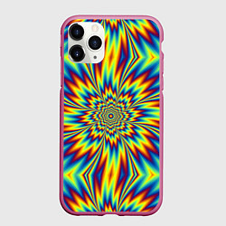 Чехол iPhone 11 Pro матовый Пульсирующий Огненный Цветок, цвет: 3D-малиновый