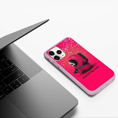 Чехол iPhone 11 Pro матовый Among Us x Squid Game / 3D-Розовый – фото 3