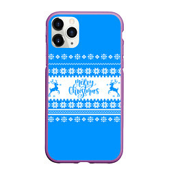 Чехол iPhone 11 Pro матовый MERRY CHRISTMAS BLUE, цвет: 3D-фиолетовый