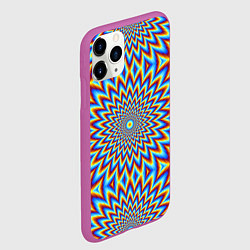 Чехол iPhone 11 Pro матовый Пульсирующий синий цветок иллюзия движения, цвет: 3D-фиолетовый — фото 2