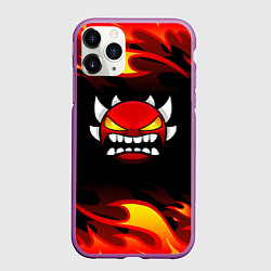 Чехол iPhone 11 Pro матовый Geometry Dash Fire, цвет: 3D-фиолетовый