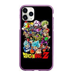 Чехол iPhone 11 Pro матовый Персонажи Dragon Ball, цвет: 3D-фиолетовый