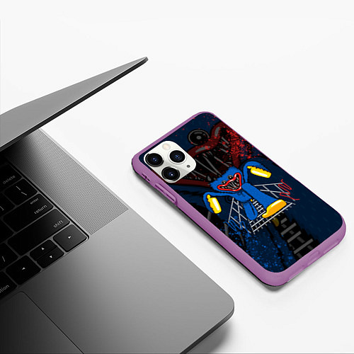 Чехол iPhone 11 Pro матовый Хагги Wuggy / 3D-Фиолетовый – фото 3