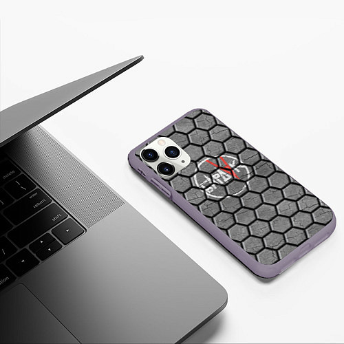 Чехол iPhone 11 Pro матовый Барадак на гранитной плитке / 3D-Серый – фото 3