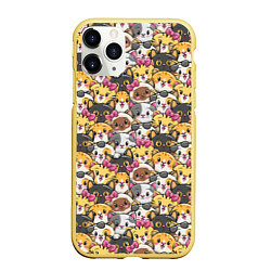 Чехол iPhone 11 Pro матовый Котики Много котиков!, цвет: 3D-желтый