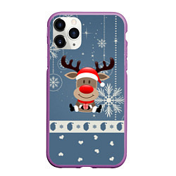 Чехол iPhone 11 Pro матовый New Years Deer, цвет: 3D-фиолетовый