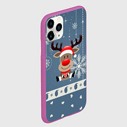 Чехол iPhone 11 Pro матовый New Years Deer, цвет: 3D-фиолетовый — фото 2