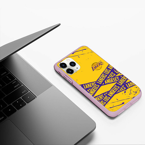 Чехол iPhone 11 Pro матовый LAKERS SPORT LINE STYLE NBA / 3D-Розовый – фото 3