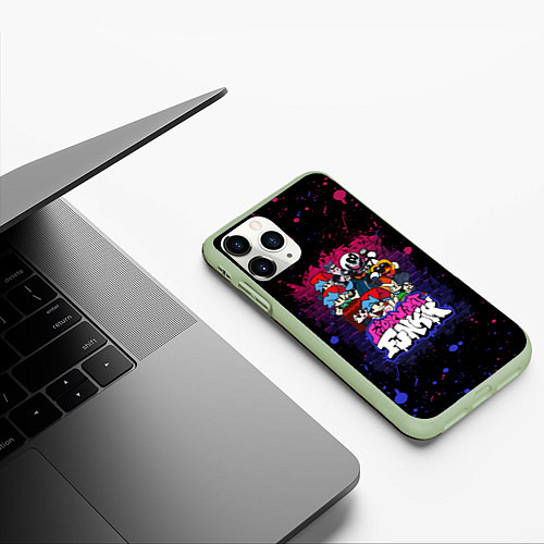 Чехол iPhone 11 Pro матовый FRIDAY NIGHT FUNKIN НЕОНОВАЯ СТЕНА FNF / 3D-Салатовый – фото 3