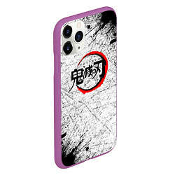 Чехол iPhone 11 Pro матовый Клинок рассекающий демонов гранж, цвет: 3D-фиолетовый — фото 2