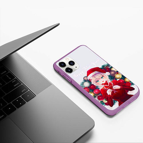 Чехол iPhone 11 Pro матовый Аниме Рождество / 3D-Фиолетовый – фото 3