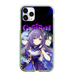 Чехол iPhone 11 Pro матовый GENSHIN IMPACT ГЕРОИНИ В ОГНЕ, цвет: 3D-салатовый