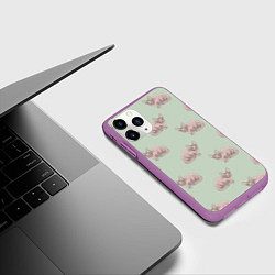 Чехол iPhone 11 Pro матовый Сфинкс коты паттерн, цвет: 3D-фиолетовый — фото 2