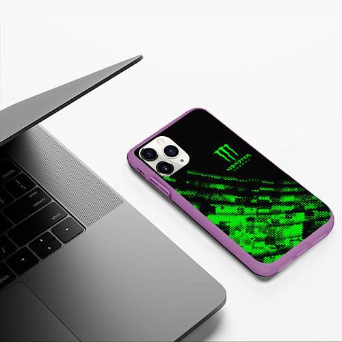 Чехол iPhone 11 Pro матовый Monster Energy Текстура / 3D-Фиолетовый – фото 3