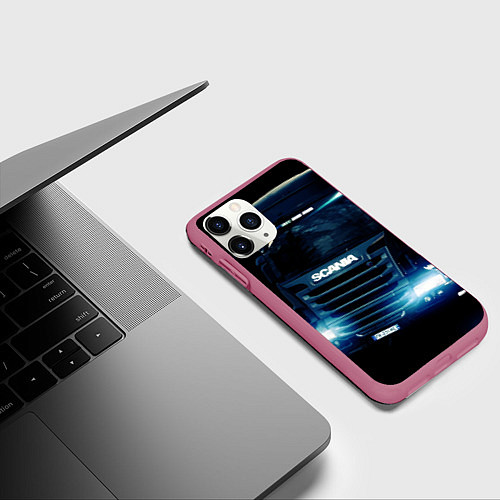 Чехол iPhone 11 Pro матовый SCANIA Дальнобой 2022 / 3D-Малиновый – фото 3