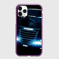 Чехол iPhone 11 Pro матовый SCANIA Дальнобой 2022, цвет: 3D-фиолетовый
