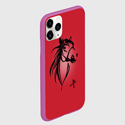 Чехол iPhone 11 Pro матовый Огненная лошадь с иероглифом, цвет: 3D-фиолетовый — фото 2