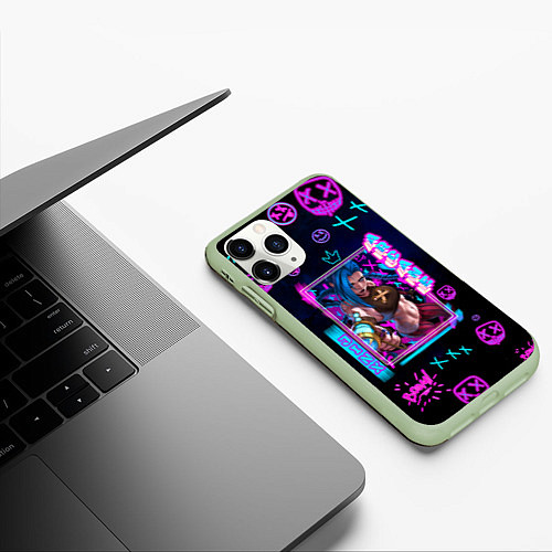Чехол iPhone 11 Pro матовый Аркейн неон / 3D-Салатовый – фото 3