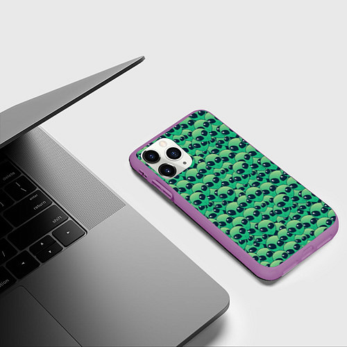 Чехол iPhone 11 Pro матовый Инопланетяне НЛО / 3D-Фиолетовый – фото 3