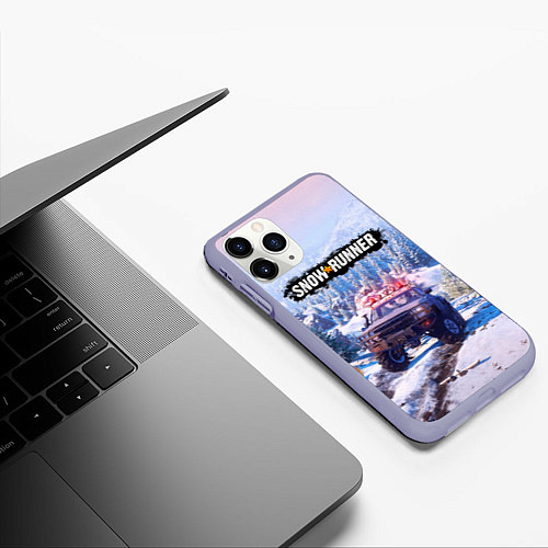 Чехол iPhone 11 Pro матовый SnowRunner Гонки по бездорожью / 3D-Светло-сиреневый – фото 3