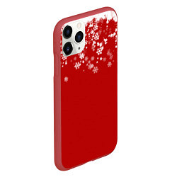 Чехол iPhone 11 Pro матовый Рождественские снежинки, цвет: 3D-красный — фото 2