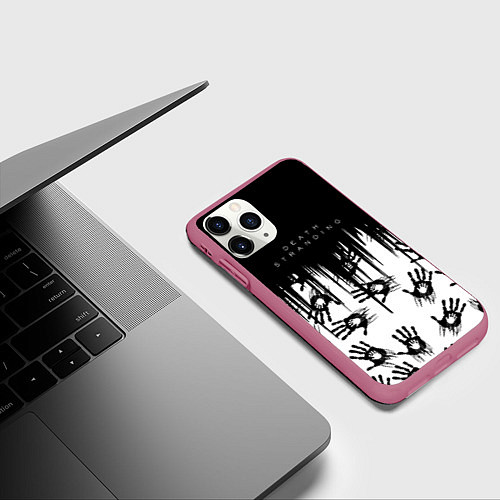 Чехол iPhone 11 Pro матовый Death Stranding Отпечаток ладони / 3D-Малиновый – фото 3