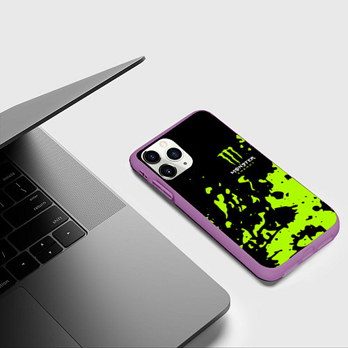Чехол iPhone 11 Pro матовый Monster Energy green / 3D-Фиолетовый – фото 3