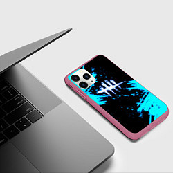 Чехол iPhone 11 Pro матовый Dead by Daylight неон, цвет: 3D-малиновый — фото 2