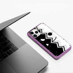 Чехол iPhone 11 Pro матовый НОВОГОДНИЙ GEOMETRY DASH SMILE 2022, цвет: 3D-фиолетовый — фото 2