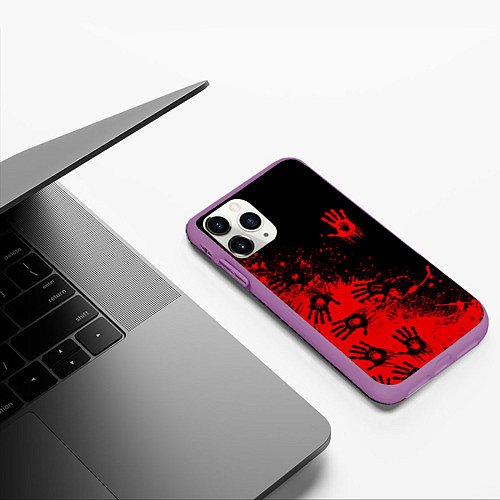 Чехол iPhone 11 Pro матовый Death Stranding Отпечаток рук паттерн / 3D-Фиолетовый – фото 3