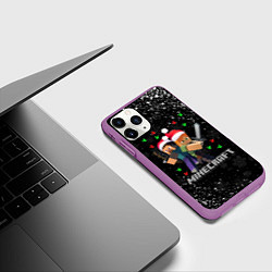 Чехол iPhone 11 Pro матовый MINECRAFT НОВОГОДНИЙ 2022, цвет: 3D-фиолетовый — фото 2