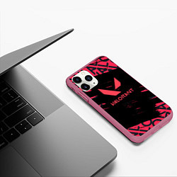 Чехол iPhone 11 Pro матовый Valorant паттерн, цвет: 3D-малиновый — фото 2