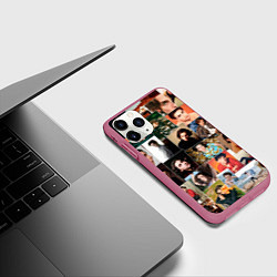 Чехол iPhone 11 Pro матовый Тимоти цветной коллаж, цвет: 3D-малиновый — фото 2
