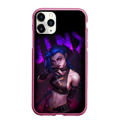 Чехол iPhone 11 Pro матовый JINX ARCANE НАДПИСЬ LEAGUE OF LEGENDS, цвет: 3D-малиновый