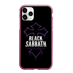 Чехол iPhone 11 Pro матовый Black Sabbat Cross, цвет: 3D-малиновый