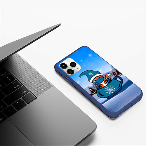 Чехол iPhone 11 Pro матовый Антиковидный тигр в маске 2022 Covid-19 / 3D-Тёмно-синий – фото 3
