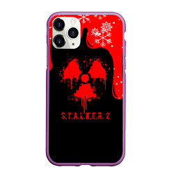 Чехол iPhone 11 Pro матовый НОВОГОДНИЙ S T A L K E R 2, цвет: 3D-фиолетовый