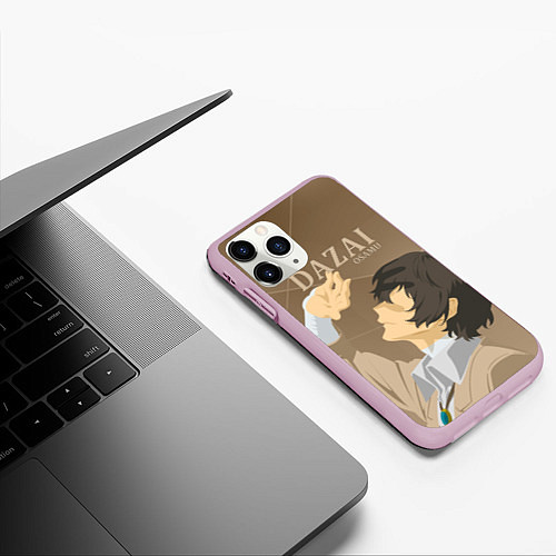 Чехол iPhone 11 Pro матовый Дазай Осаму Dazai Osamu, bungou stray dogs образ / 3D-Розовый – фото 3