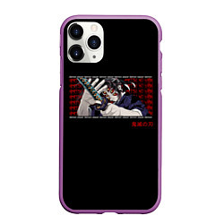 Чехол iPhone 11 Pro матовый Demon Slayer manga, цвет: 3D-фиолетовый