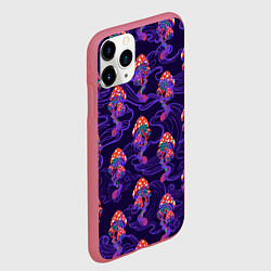 Чехол iPhone 11 Pro матовый Грибы психоделика, цвет: 3D-малиновый — фото 2