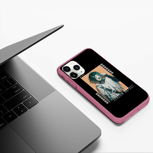 Чехол iPhone 11 Pro матовый Genshin Impact Xiao / 3D-Малиновый – фото 3