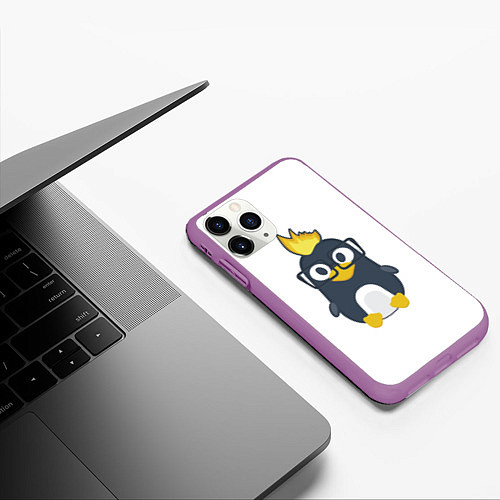 Чехол iPhone 11 Pro матовый Linux пингвин Талисман для программистов / 3D-Фиолетовый – фото 3