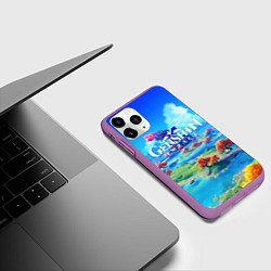 Чехол iPhone 11 Pro матовый МИР ГЕНШИН ИМПАКТ WORLD GENSHIN IMPACT, цвет: 3D-фиолетовый — фото 2