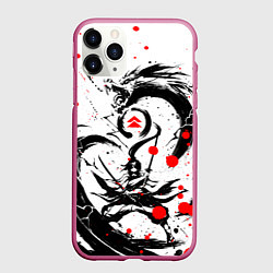 Чехол iPhone 11 Pro матовый GHOST OF TSUSHIMA ДРАКОН НА СПИНЕ, цвет: 3D-малиновый